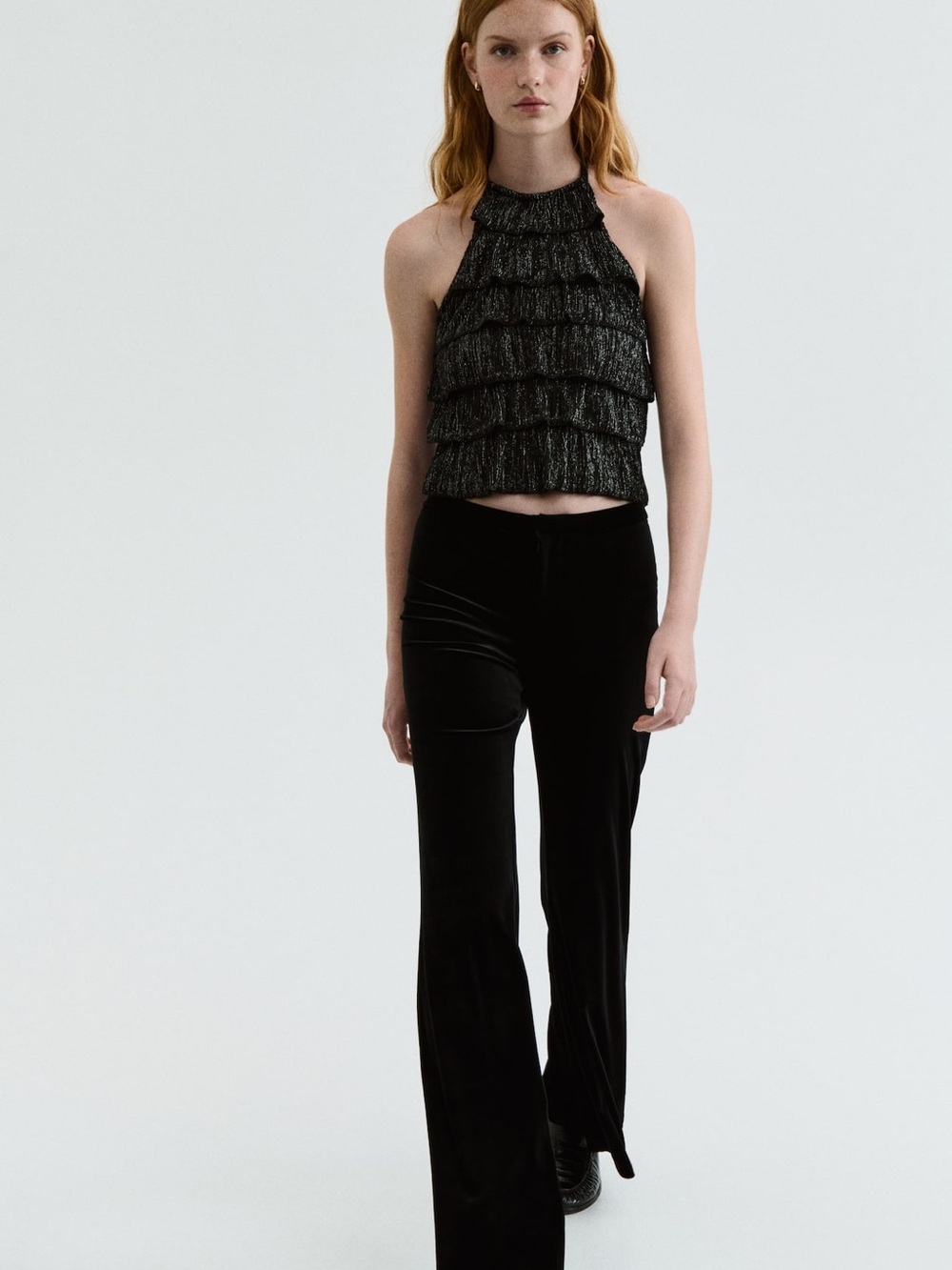 H&M Metallic Ruffle Halter Top - Picture 2 of 6